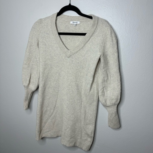 Madewell Bubble-Sleeve Sweater-Dress Merino Wool Blend Long Sleeve - Picture 4 of 12